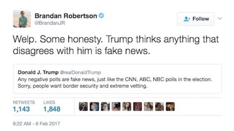 donald trump twitter all negative folls are fake news